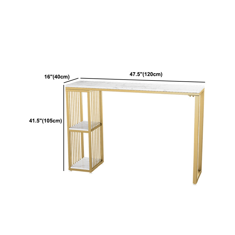Glam 1/3 Pieces Bar Table Set Rectangle Stone Counter Table with Stools for Living Room