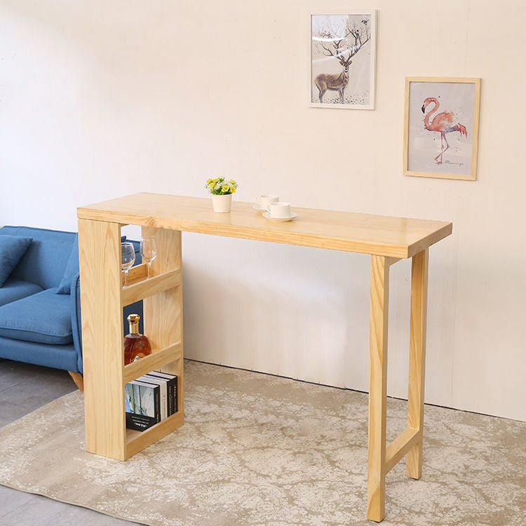 Modern Bar Table Set 1/2/3 Pieces Rectangle Bar Table with Wooden High Stools for Home