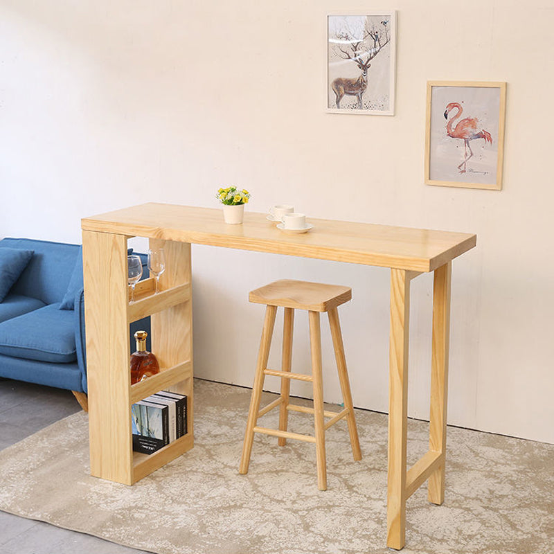Modern Bar Table Set 1/2/3 Pieces Rectangle Bar Table with Wooden High Stools for Home