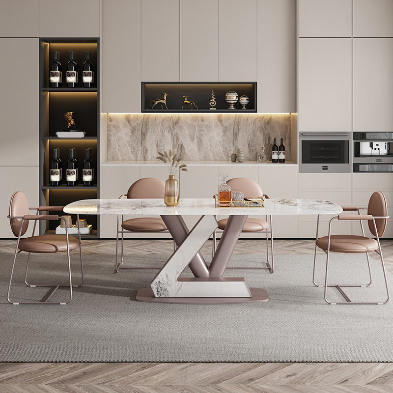 Nordic 1/4/5/7 Pieces Rectangle Dining Set Sintered Stone Top Dinette Table Set