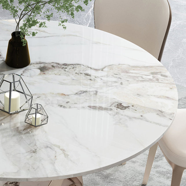 Round Dining Table Set 1/4/5/7 Pcs Dining Table Set with Stone Top with Upholstered Chair