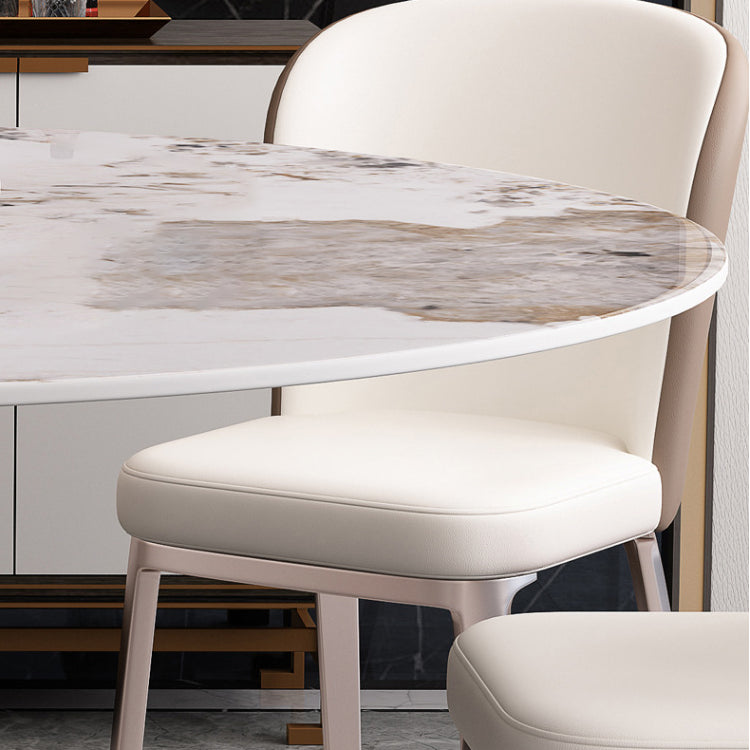 Round Dining Table Set 1/4/5/7 Pcs Dining Table Set with Stone Top with Upholstered Chair