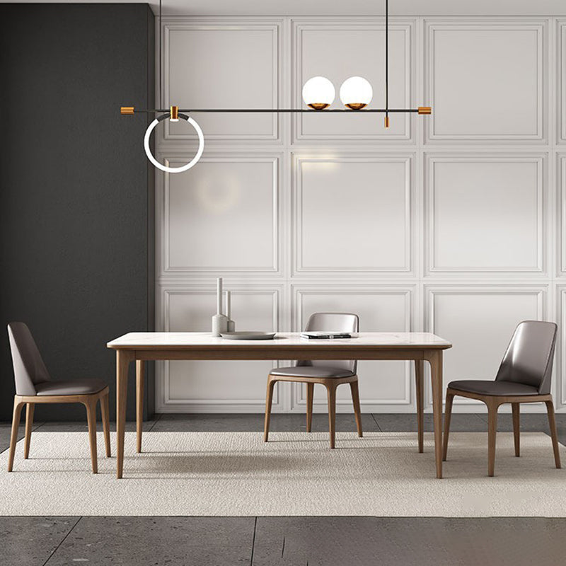 Modern Style Sintered Stone Dining Set Wood 1/3/4/5/7 Pieces Dining Set for Dining Areas