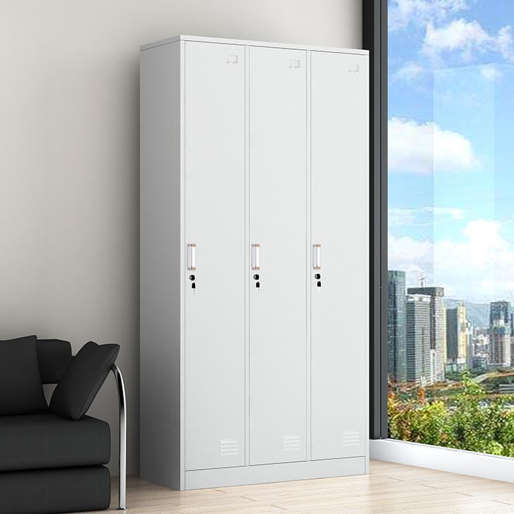 White Steel Wardrobe Armoire Contemporary Hinged Wardrobe Cabinet