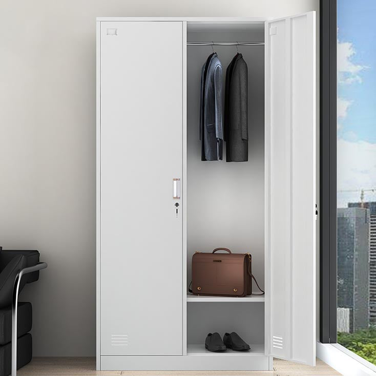 White Steel Wardrobe Armoire Contemporary Hinged Wardrobe Cabinet