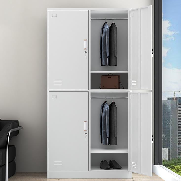White Steel Wardrobe Armoire Contemporary Hinged Wardrobe Cabinet