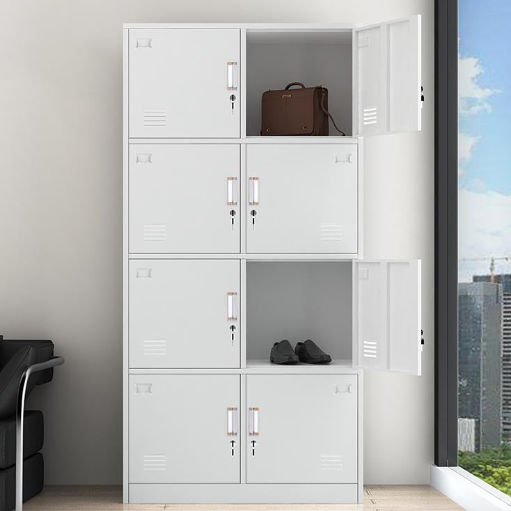 White Steel Wardrobe Armoire Contemporary Hinged Wardrobe Cabinet