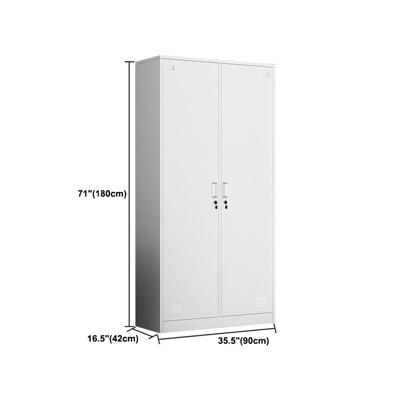 White Steel Wardrobe Armoire Contemporary Hinged Wardrobe Cabinet