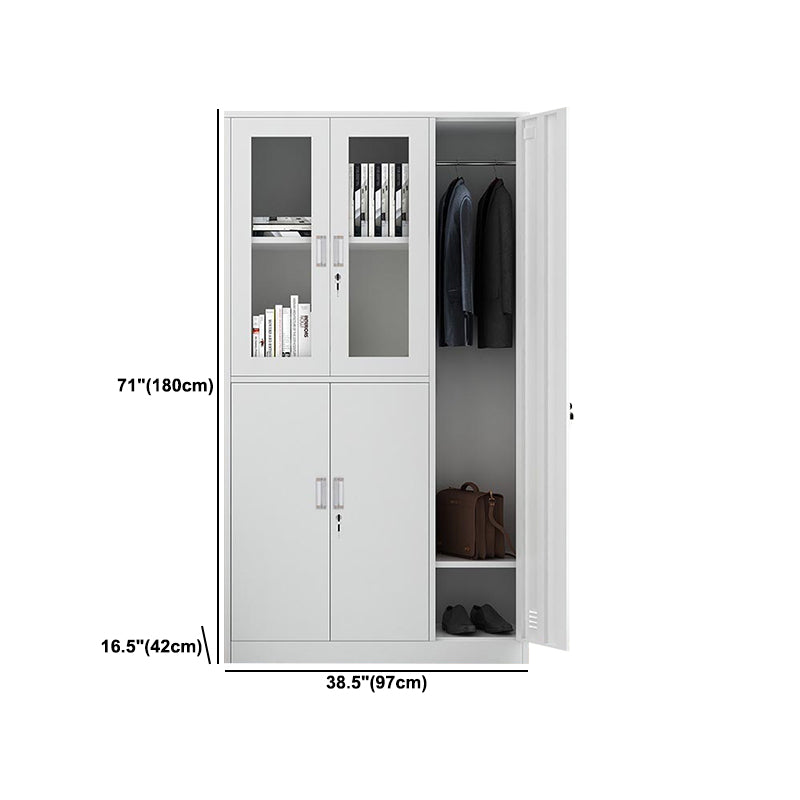 White Steel Wardrobe Armoire Contemporary Hinged Wardrobe Cabinet