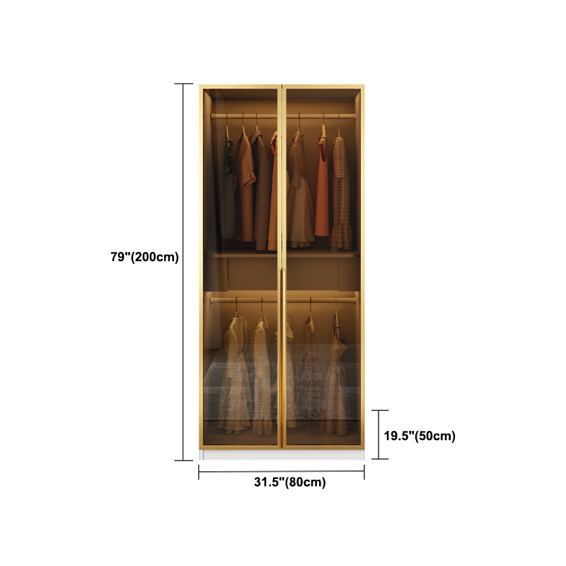 Wood and Glass Wardrobe Cabinet Contemporary Hinged Wardrobe Closet