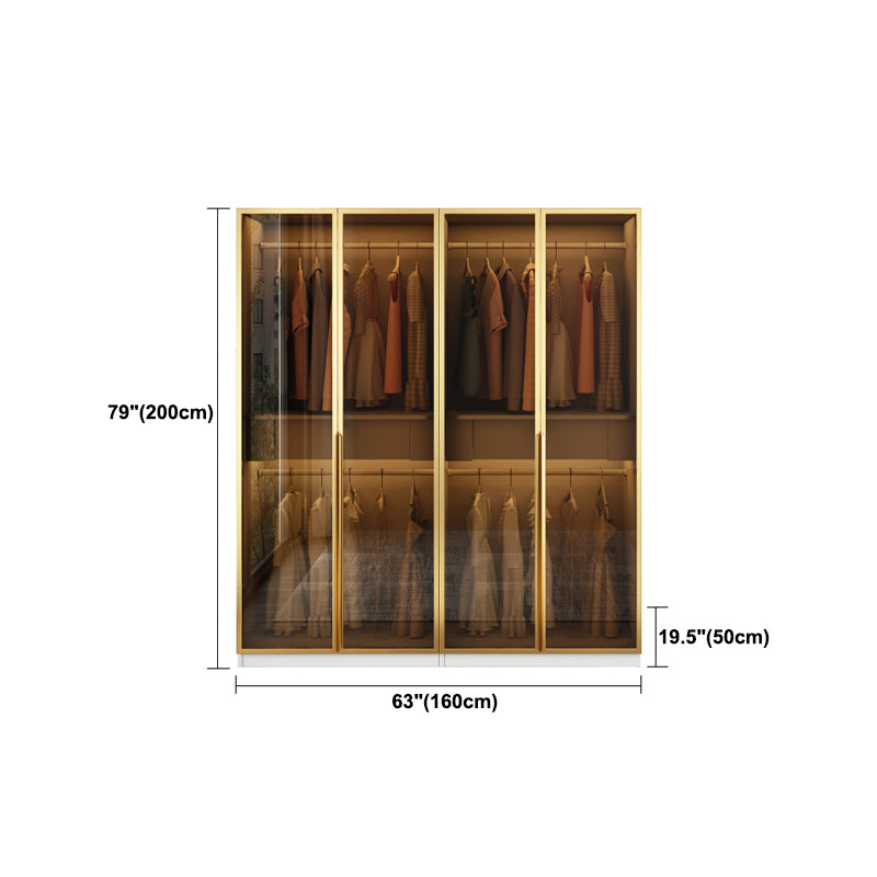 Wood and Glass Wardrobe Cabinet Contemporary Hinged Wardrobe Closet