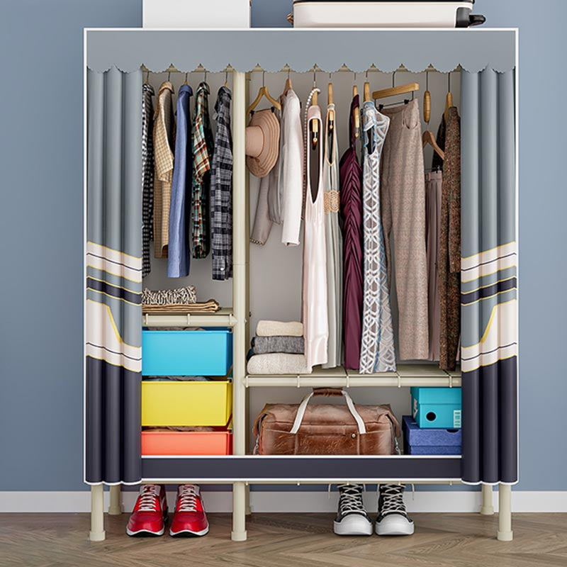 Contemporary Wardrobe Armoire Steel Adjustable Shelves Wardrobe Closet for Bedroom