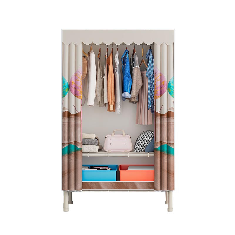 Contemporary Wardrobe Armoire Steel Adjustable Shelves Wardrobe Closet for Bedroom