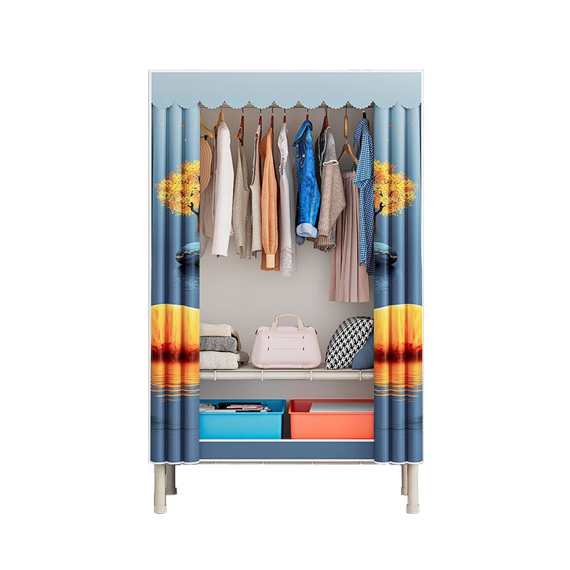 Contemporary Wardrobe Armoire Steel Adjustable Shelves Wardrobe Closet for Bedroom
