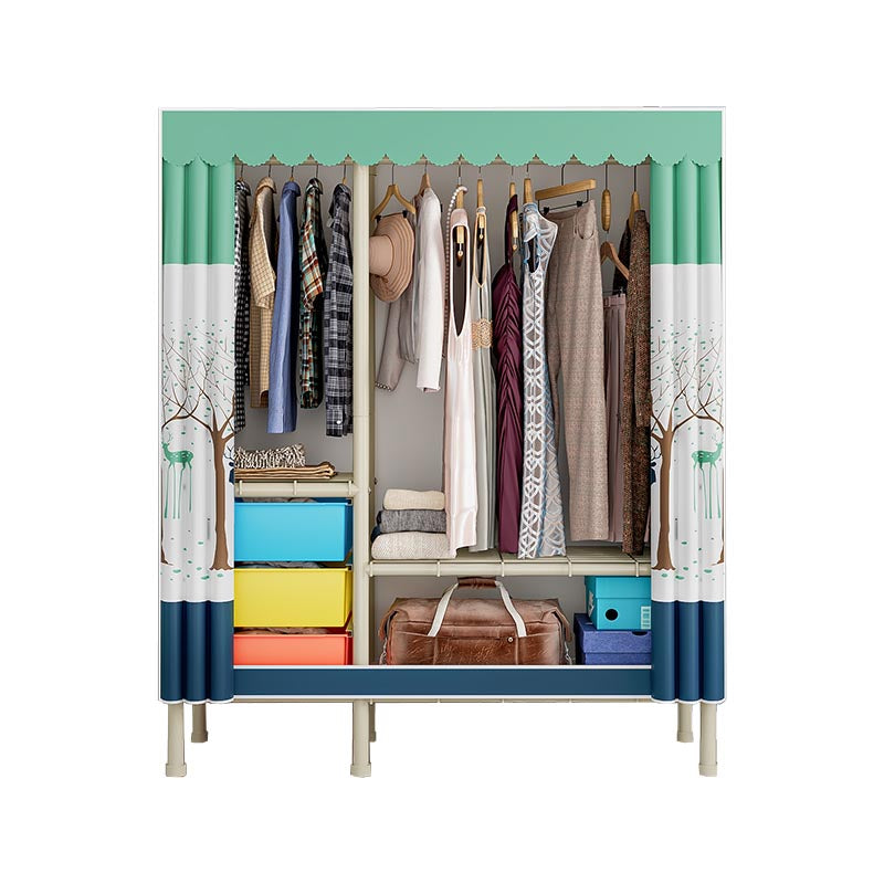 Contemporary Wardrobe Armoire Steel Adjustable Shelves Wardrobe Closet for Bedroom