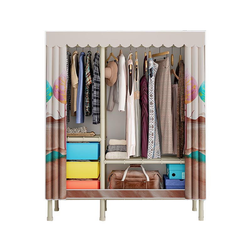 Contemporary Wardrobe Armoire Steel Adjustable Shelves Wardrobe Closet for Bedroom