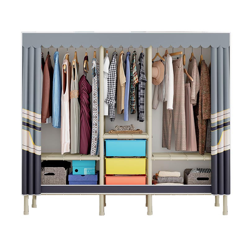 Contemporary Wardrobe Armoire Steel Adjustable Shelves Wardrobe Closet for Bedroom