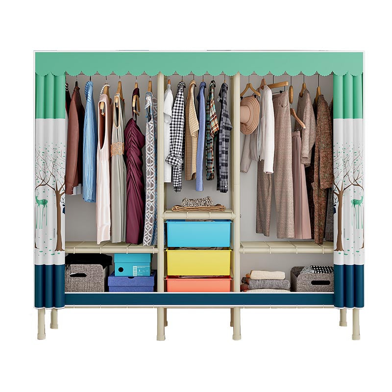 Contemporary Wardrobe Armoire Steel Adjustable Shelves Wardrobe Closet for Bedroom