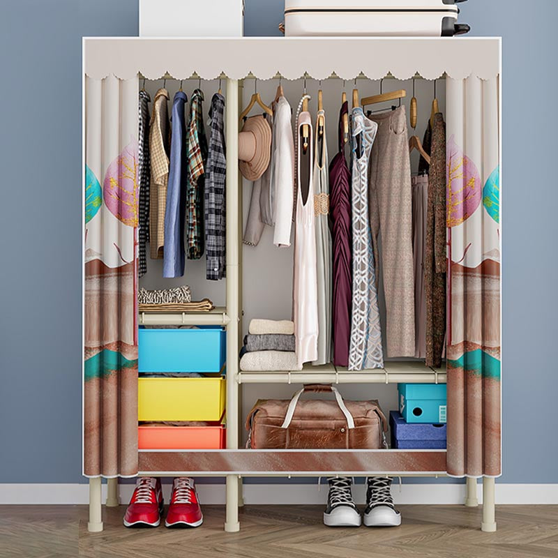 Contemporary Wardrobe Armoire Steel Adjustable Shelves Wardrobe Closet for Bedroom