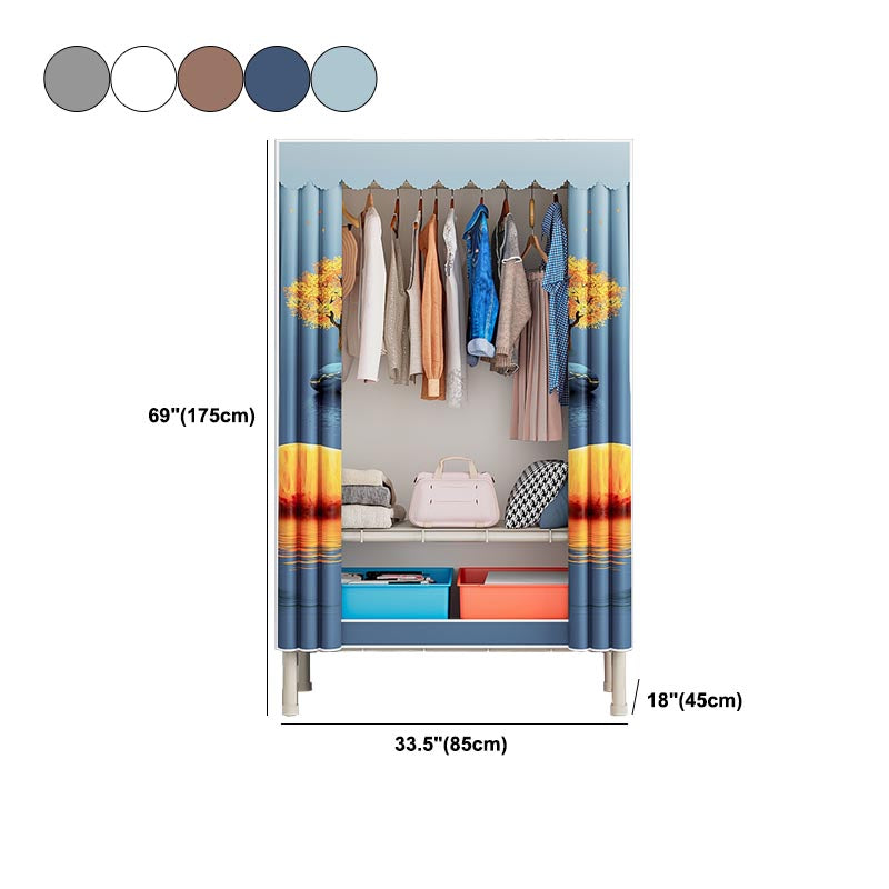 Contemporary Wardrobe Armoire Steel Adjustable Shelves Wardrobe Closet for Bedroom
