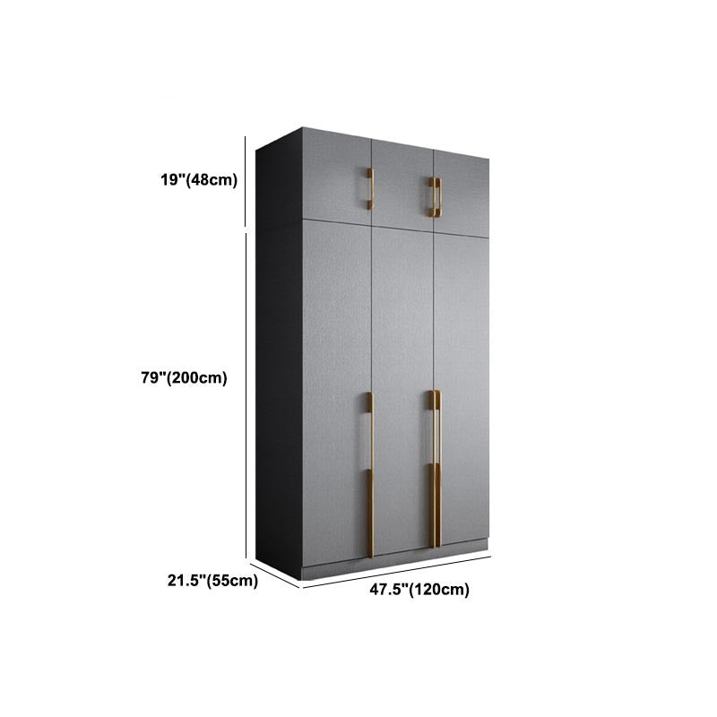 Contemporary Style Gray Colour Wardrobe Wood Soft Close Drawer Wardrobe Closet