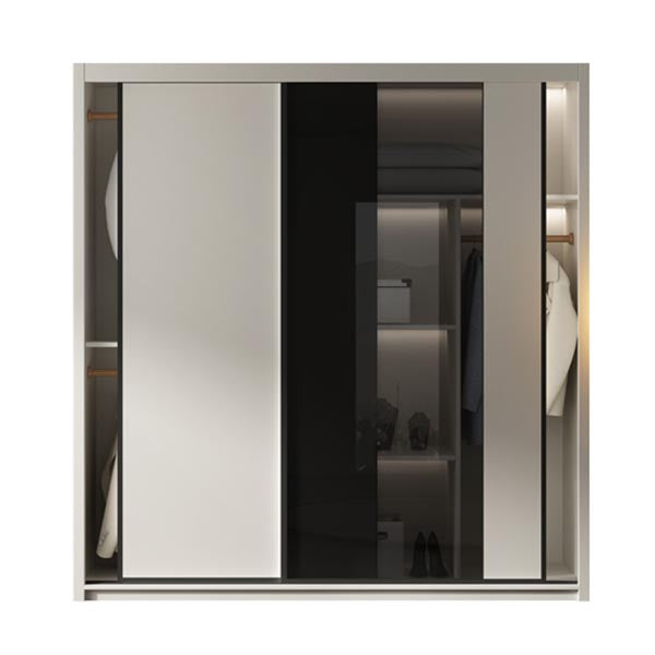 Contemporary Style Wood Wardrobe White Colour Wardrobe Closet with Sliding Door