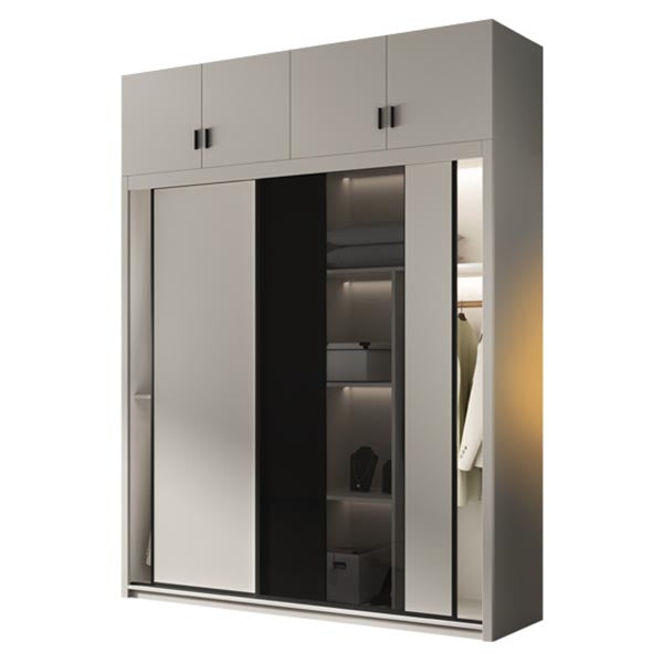 Contemporary Style Wood Wardrobe White Colour Wardrobe Closet with Sliding Door