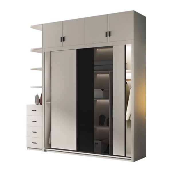 Contemporary Style Wood Wardrobe White Colour Wardrobe Closet with Sliding Door