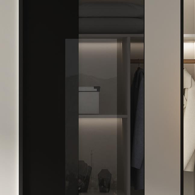 Contemporary Style Wood Wardrobe White Colour Wardrobe Closet with Sliding Door