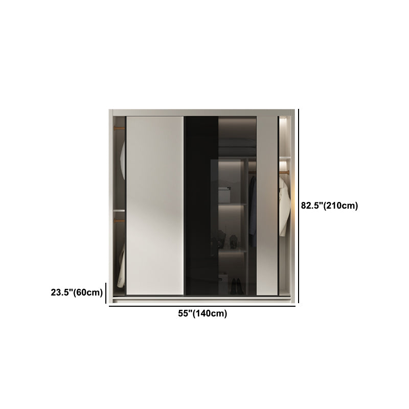 Contemporary Style Wood Wardrobe White Colour Wardrobe Closet with Sliding Door