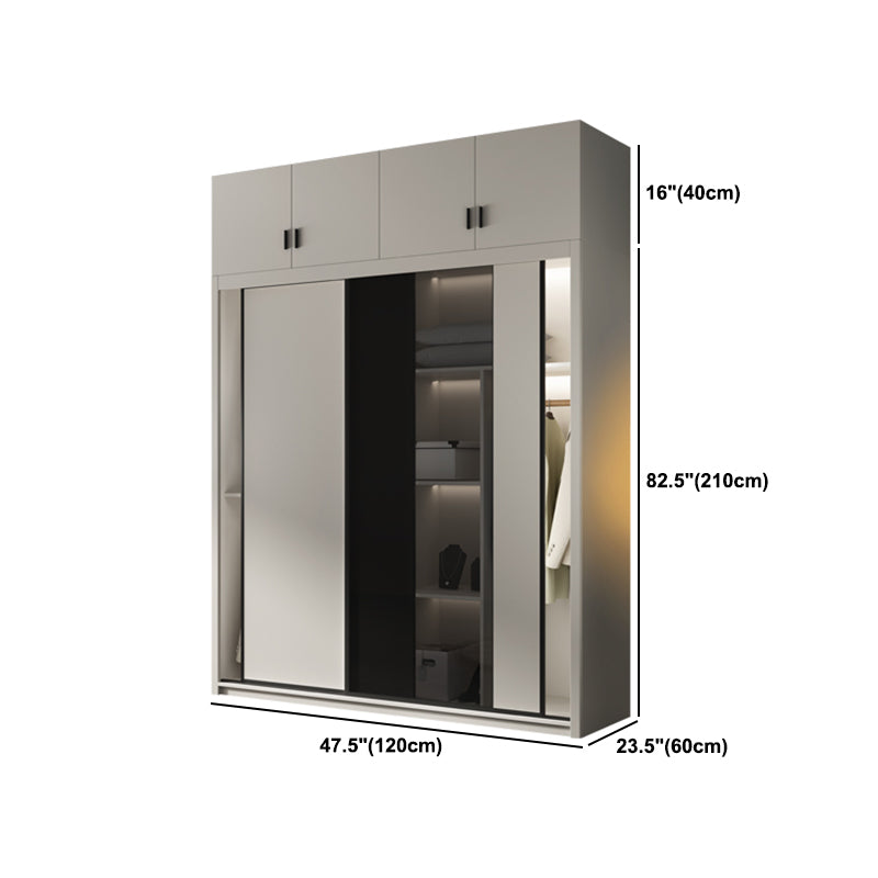 Contemporary Style Wood Wardrobe White Colour Wardrobe Closet with Sliding Door