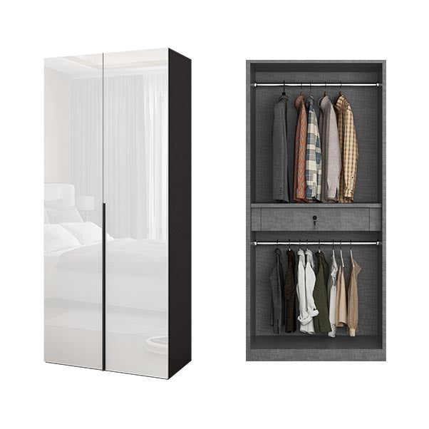 Contemporary Style Wood Wardrobe White Colour Wardrobe Closet with 1 Drawer