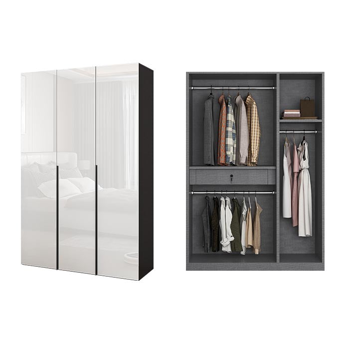 Contemporary Style Wood Wardrobe White Colour Wardrobe Closet with 1 Drawer