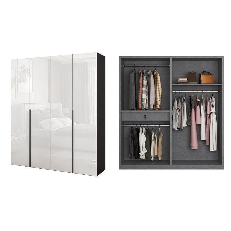 Contemporary Style Wood Wardrobe White Colour Wardrobe Closet with 1 Drawer