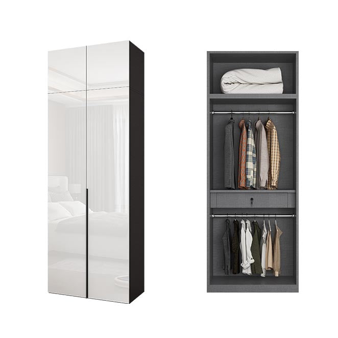 Contemporary Style Wood Wardrobe White Colour Wardrobe Closet with 1 Drawer