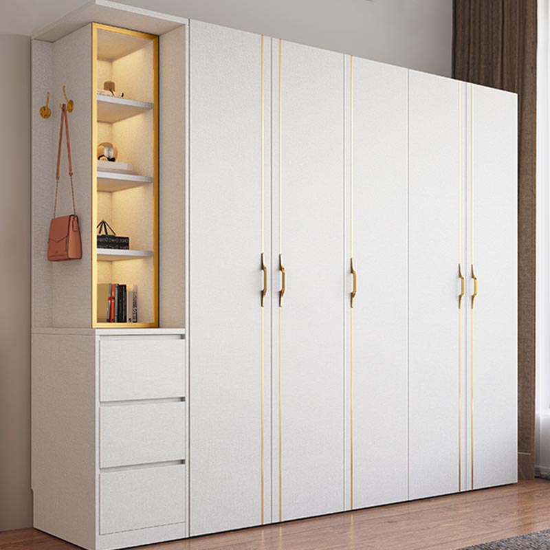 Contemporary Style Wood Wardrobe White Colour Soft Close Drawer Wardrobe Closet