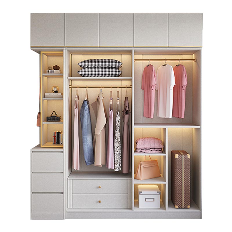Contemporary Style Wood Wardrobe White Colour Soft Close Drawer Wardrobe Closet