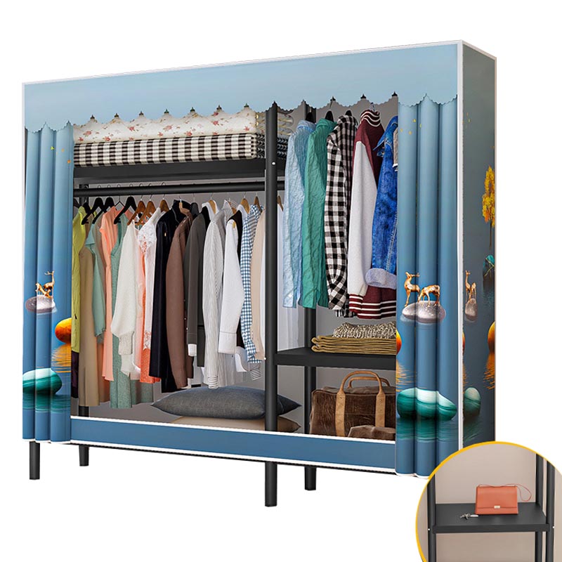 Contemporary Style Wardrobe Armoire Steel Wardrobe Closet with Legs