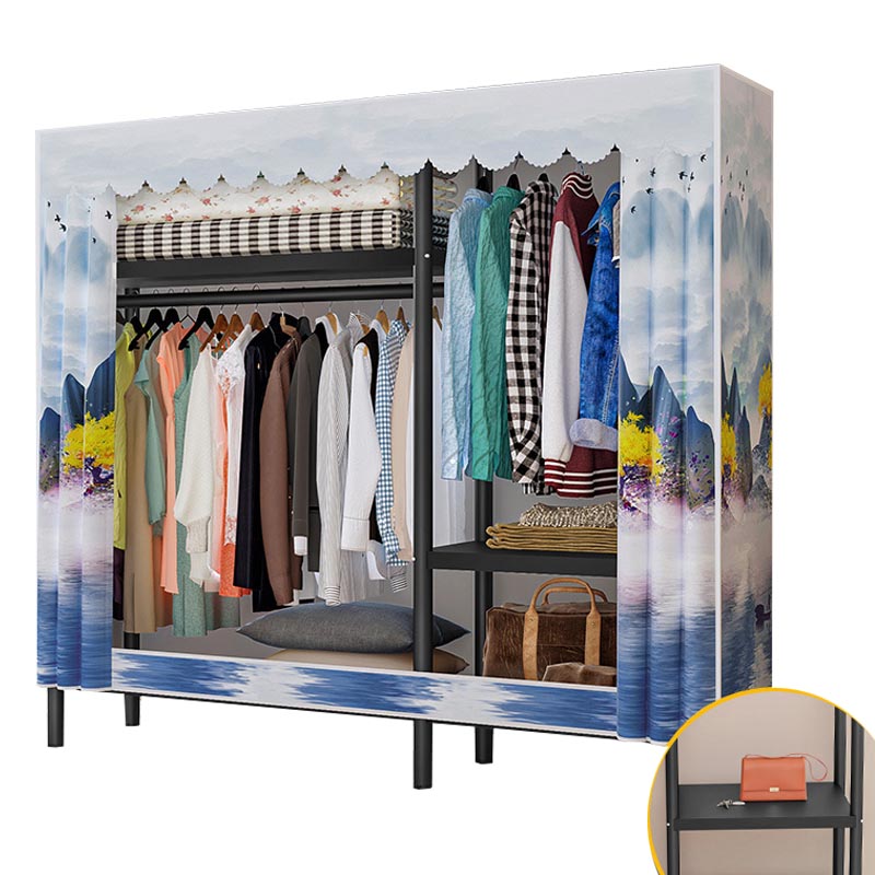 Contemporary Style Wardrobe Armoire Steel Wardrobe Closet with Legs