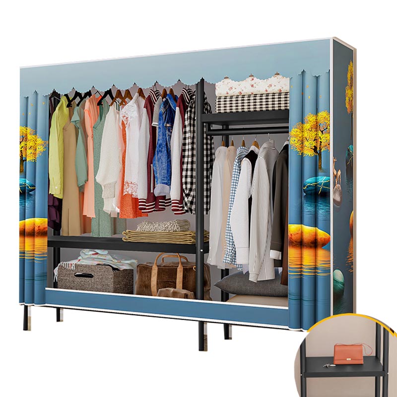 Contemporary Style Wardrobe Armoire Steel Wardrobe Closet with Legs