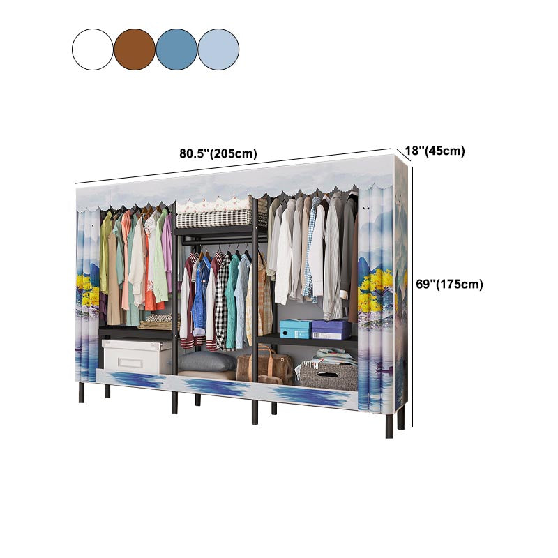Contemporary Style Wardrobe Armoire Steel Wardrobe Closet with Legs