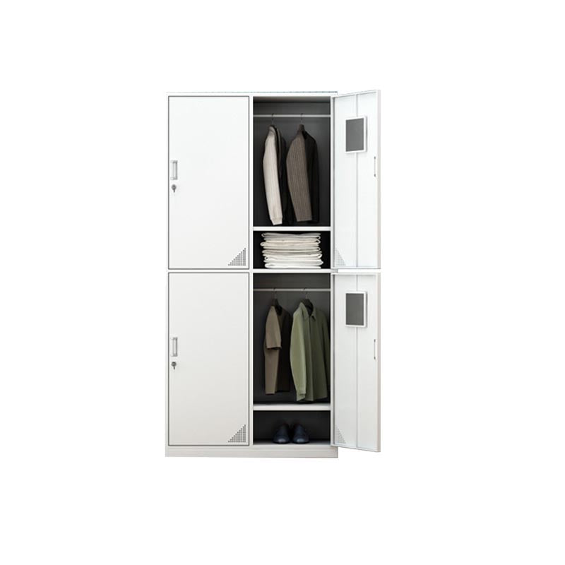 Contemporary Wardrobe Armoire White Color Steel Wardrobe Closet with Locks