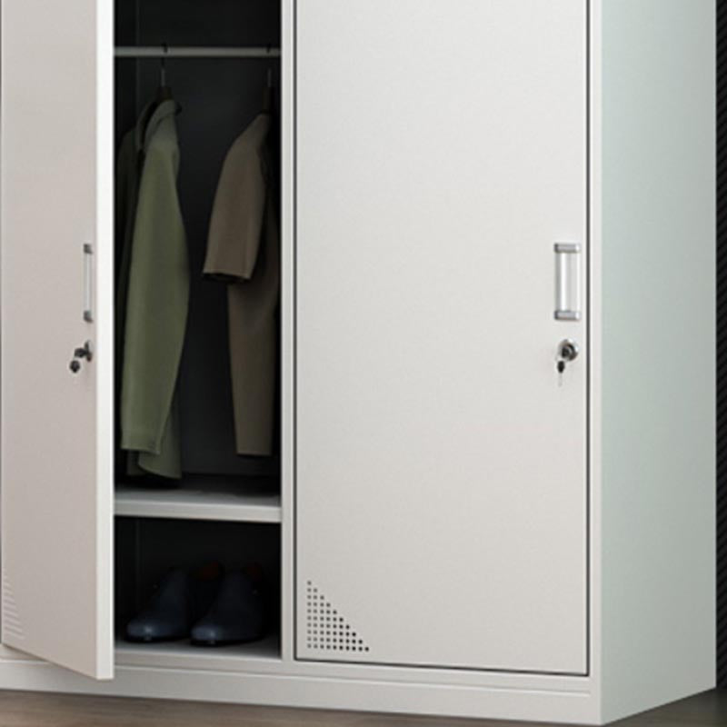 Contemporary Wardrobe Armoire White Color Steel Wardrobe Closet with Locks