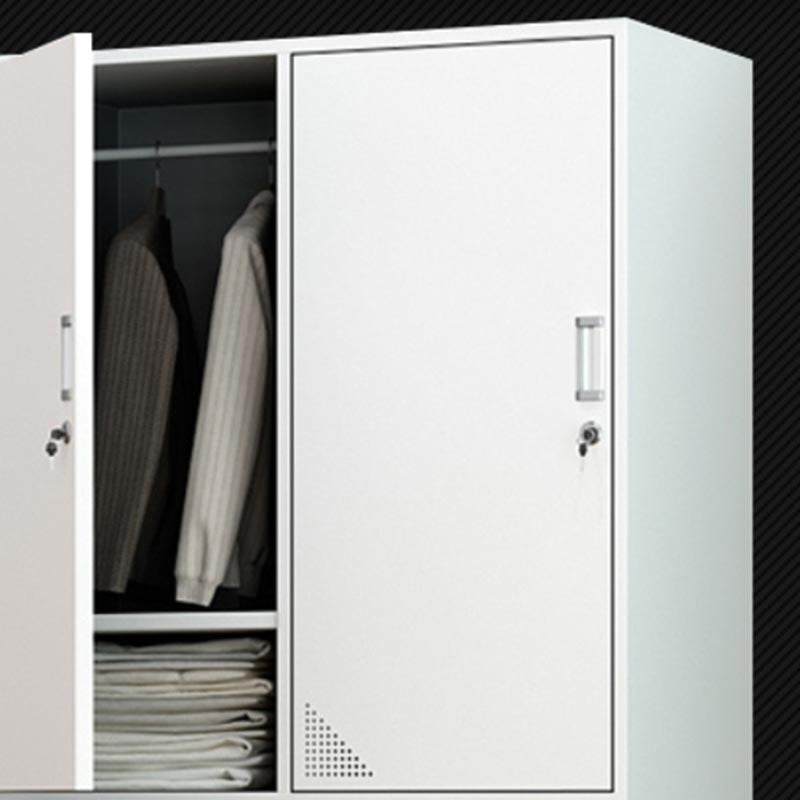 Contemporary Wardrobe Armoire White Color Steel Wardrobe Closet with Locks