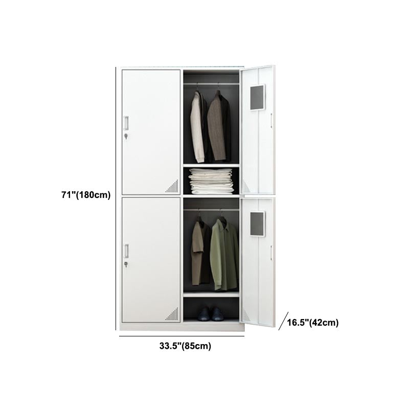 Contemporary Wardrobe Armoire White Color Steel Wardrobe Closet with Locks