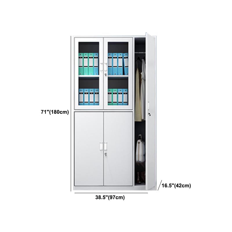 Contemporary Wardrobe Armoire White Color Steel Wardrobe Closet with Locks