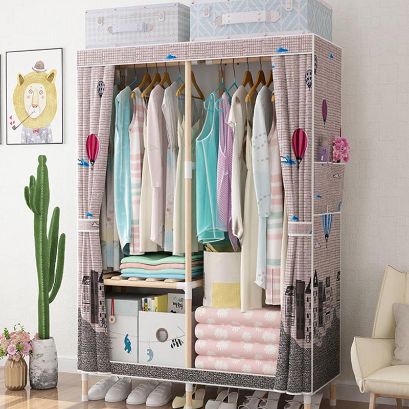 Contemporary Style Wardrobe Armoire Solid Wood Wardrobe Closet with Legs