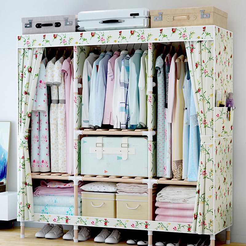 Contemporary Style Wardrobe Armoire Solid Wood Wardrobe Closet with Legs