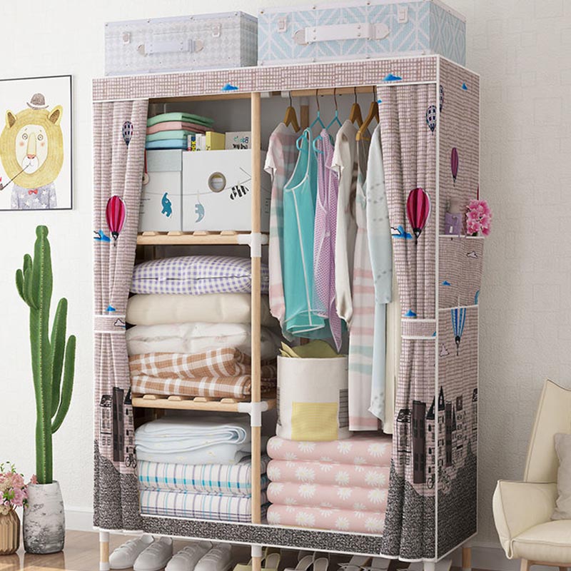 Contemporary Style Wardrobe Armoire Solid Wood Wardrobe Closet with Legs