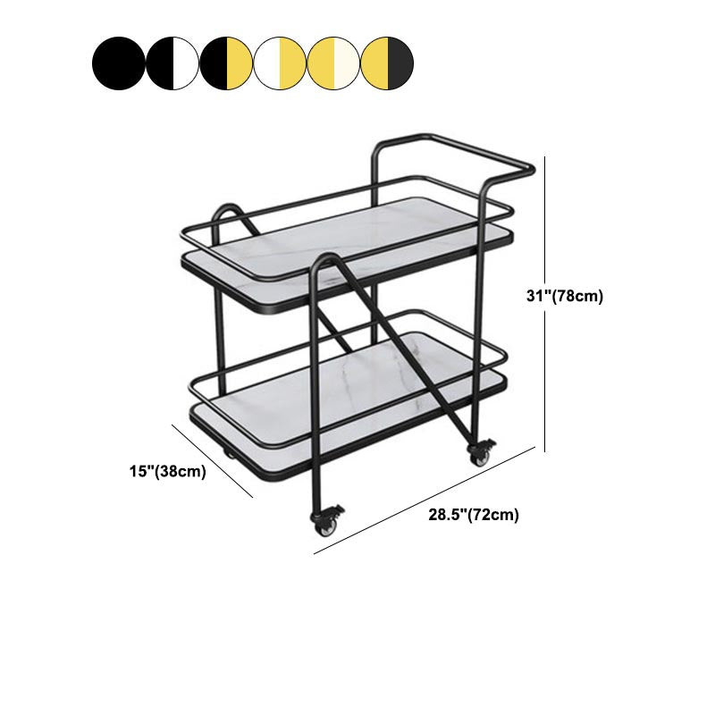 30.71" High Rolling Modern Style Prep Table Stone Prep Table for Dining Room
